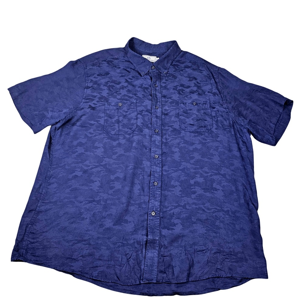 Southern Tide Button Up Shirt Mens XXL Blue Camo Short Sleeve Lyocell Casual 2XL